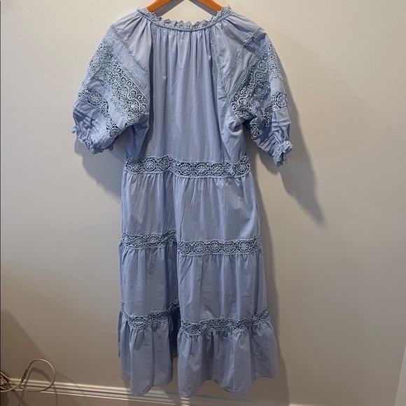 MAYE Lotus Midi Dress Sky Blue Size Medium, NWT - Picture 6 of 13